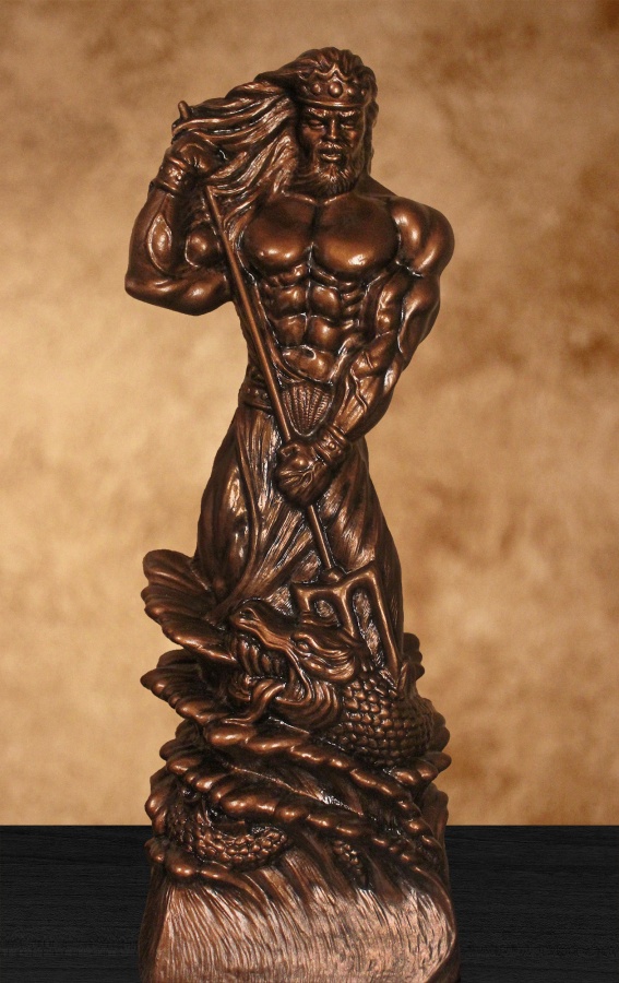 poseidon sculpture in sea