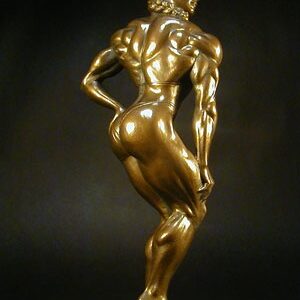 female twisting back bodybuilding trophy